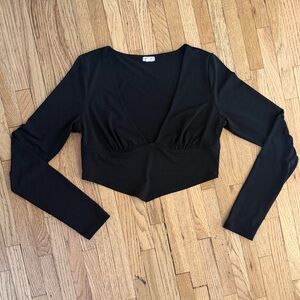 Garage Black Long Sleeve Crop Top